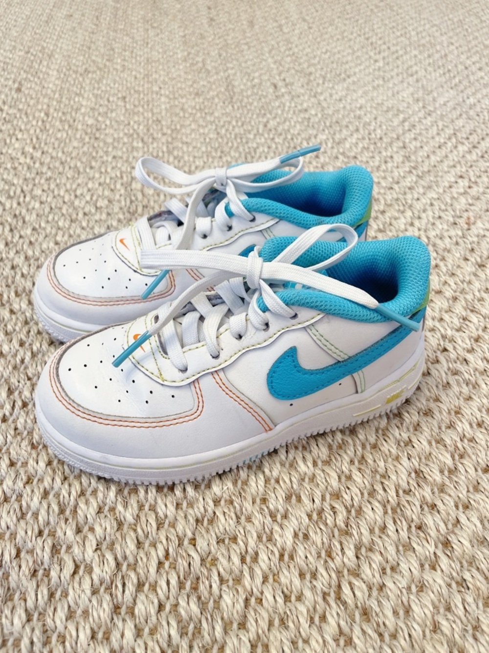 Toddler's Nike Force 1 LV8 White/Baltic Blue-Action Green (FJ4811 100) 10